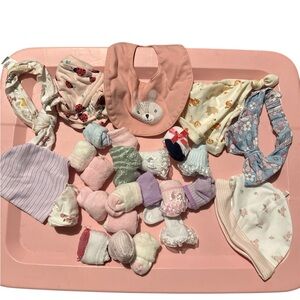 Assorted Baby Girl Accessories Set - Beanies, Socks, Headbands 25 pieces